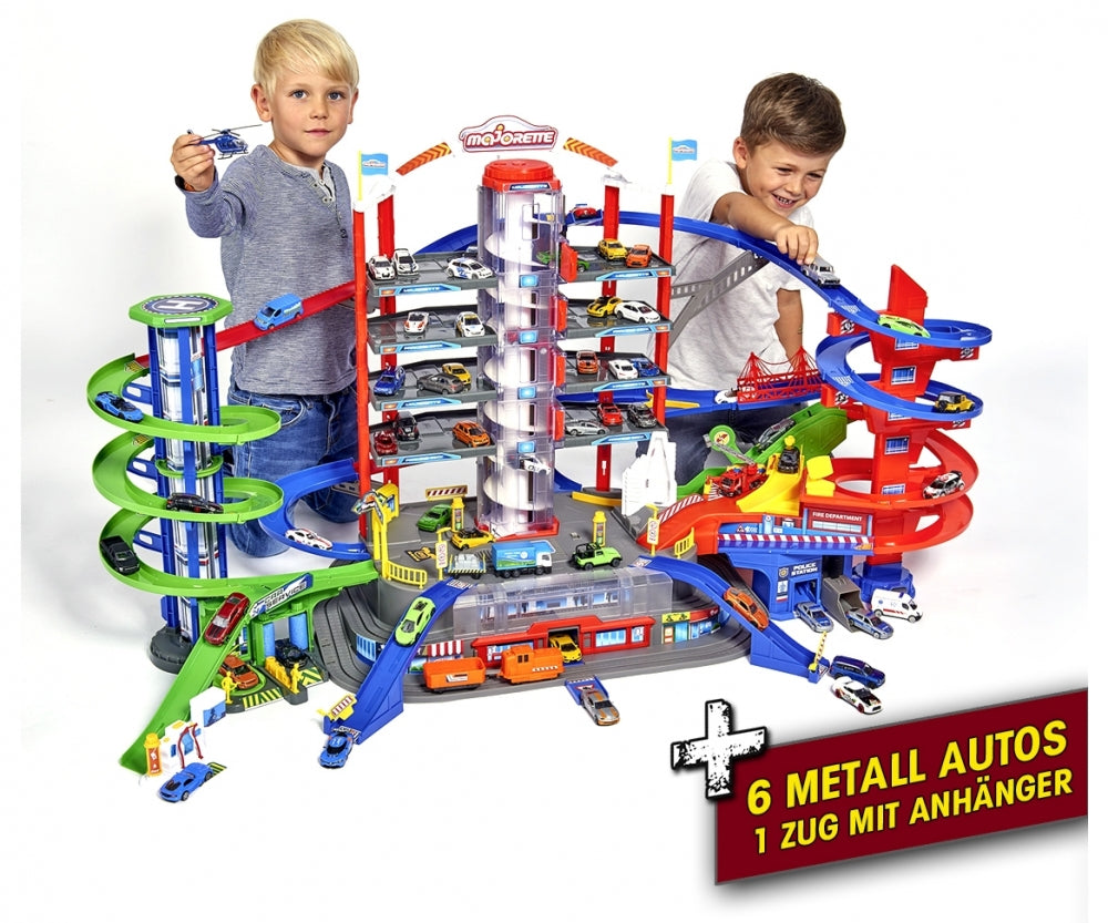 Buy Majorette Super City Motorized Model Railway Parking Garage Set for Die-cast Cars Toy | Yallatoys.com