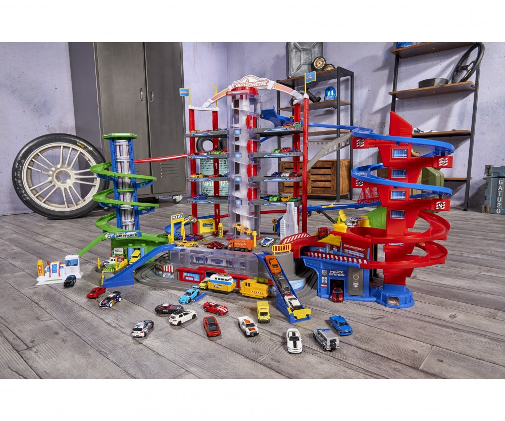 Buy Majorette Super City Motorized Model Railway Parking Garage Set for Die-cast Cars Toy | Yallatoys.com