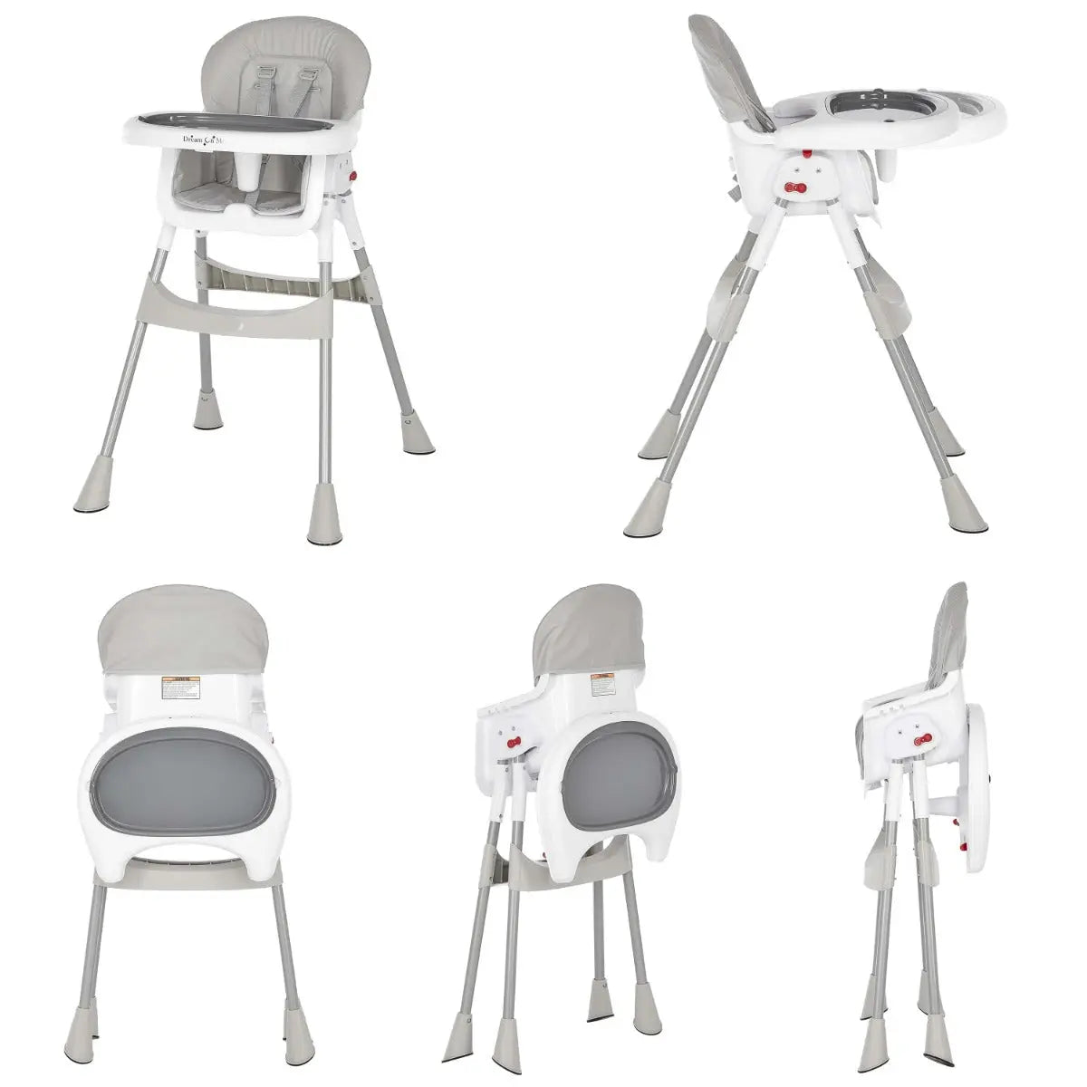 Dream On Me Portable 2 in 1 Tabletalk High Chair Grey Yallamomz Yallatoys