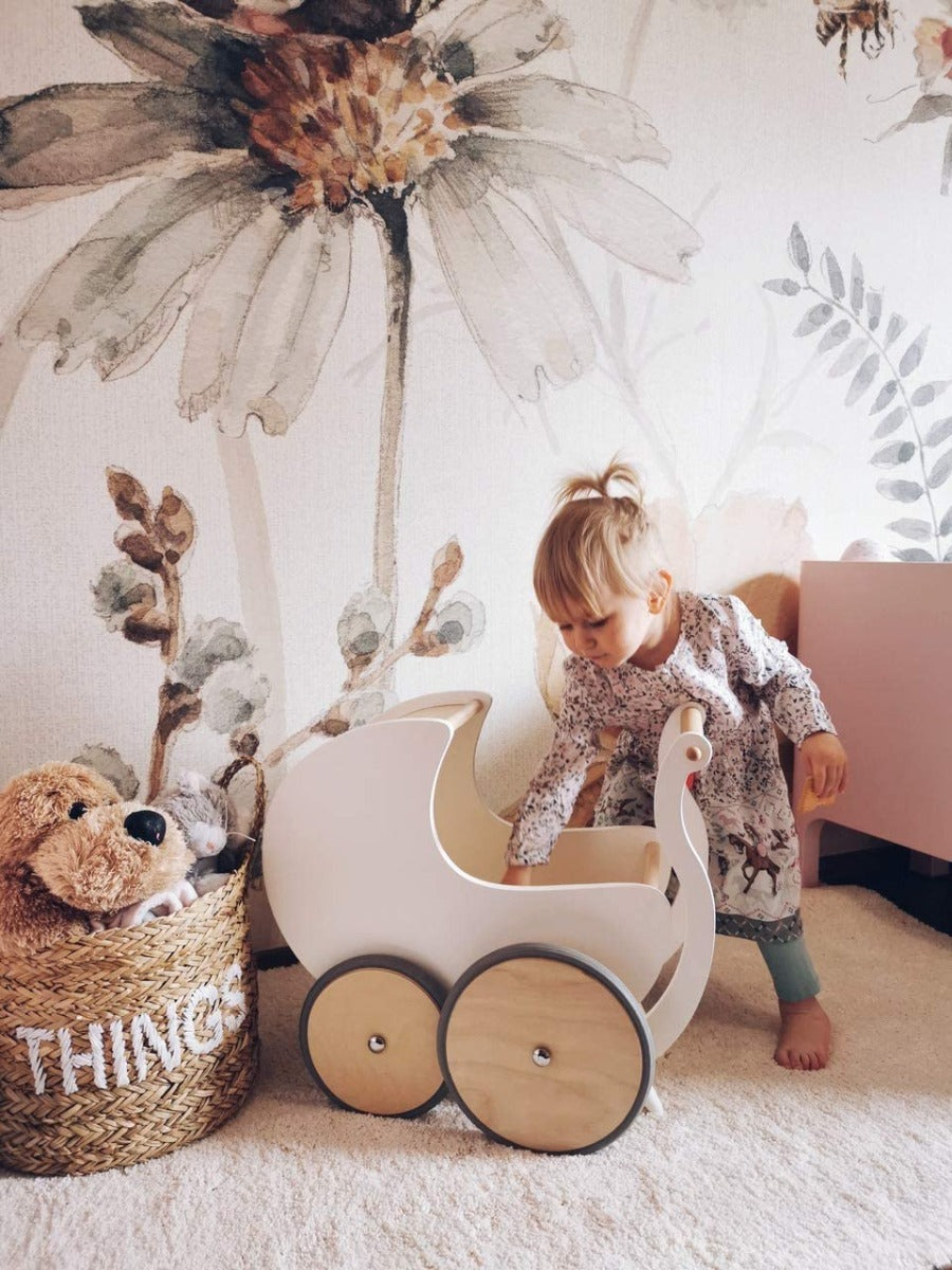 Buy Kinderfeets Pram Walker Toy Stroller White | Yallatoys.com