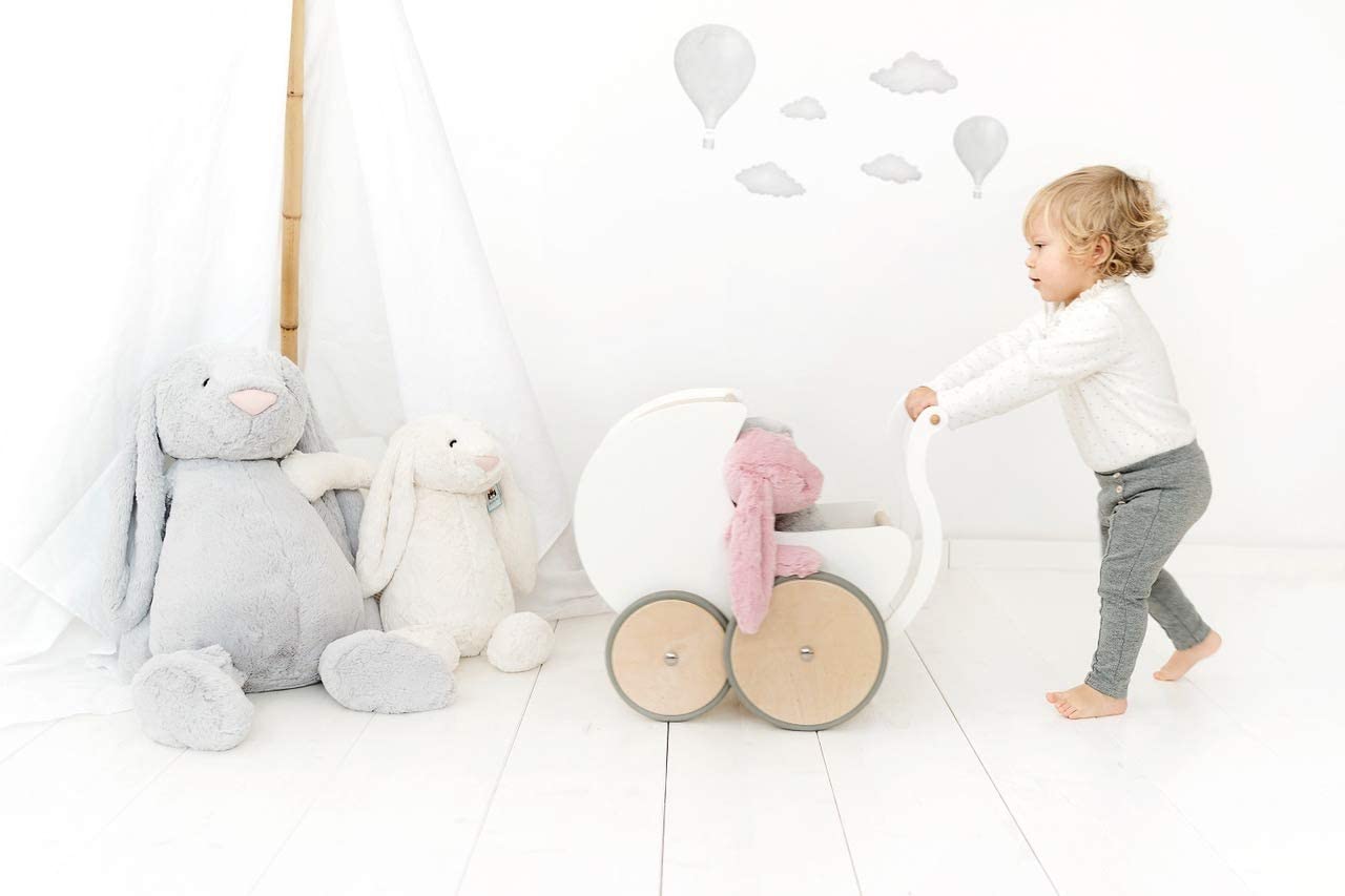 Buy Kinderfeets Pram Walker Toy Stroller White | Yallatoys.com