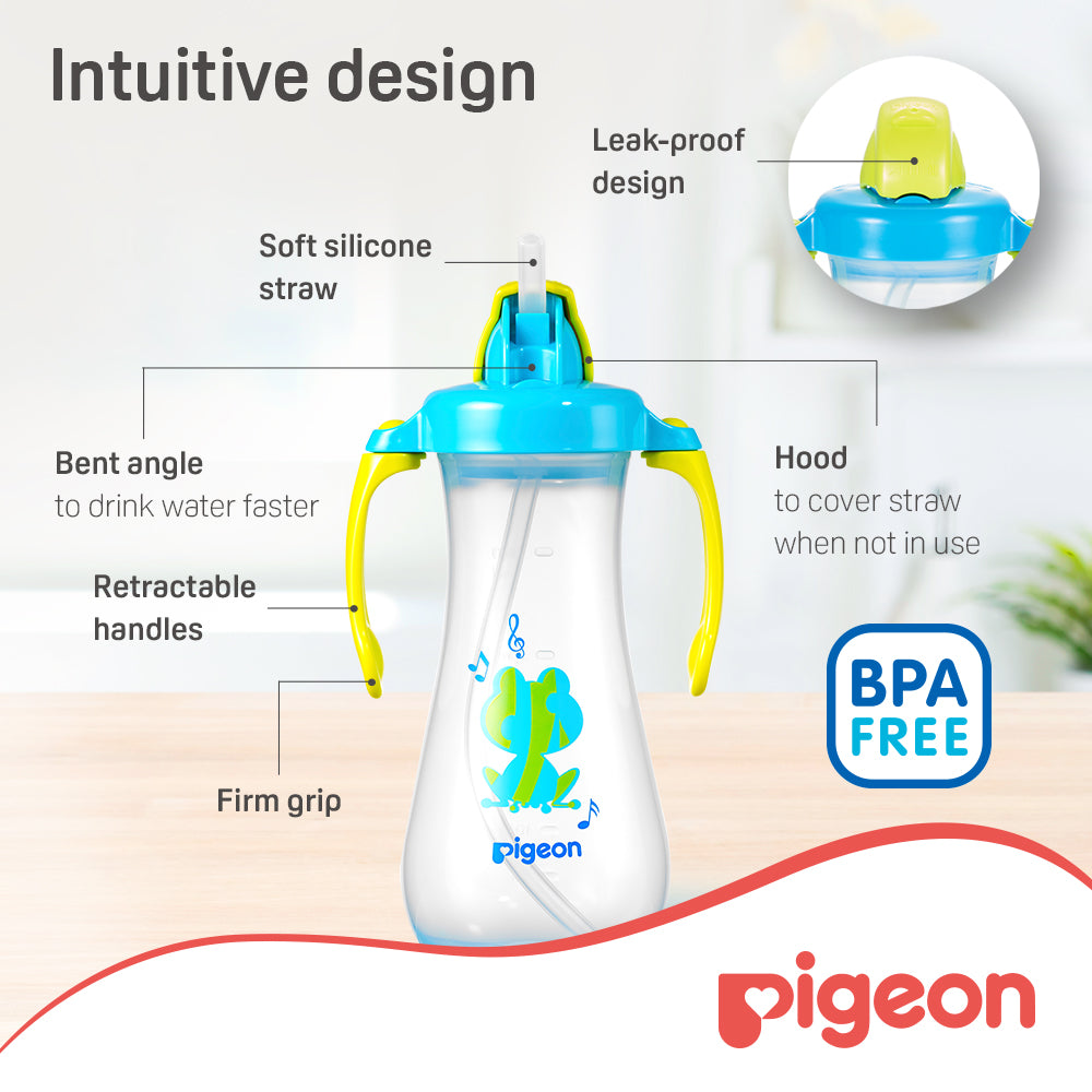 Pigeon Tall Straw Bottle Blue Pigeon Yallatoys