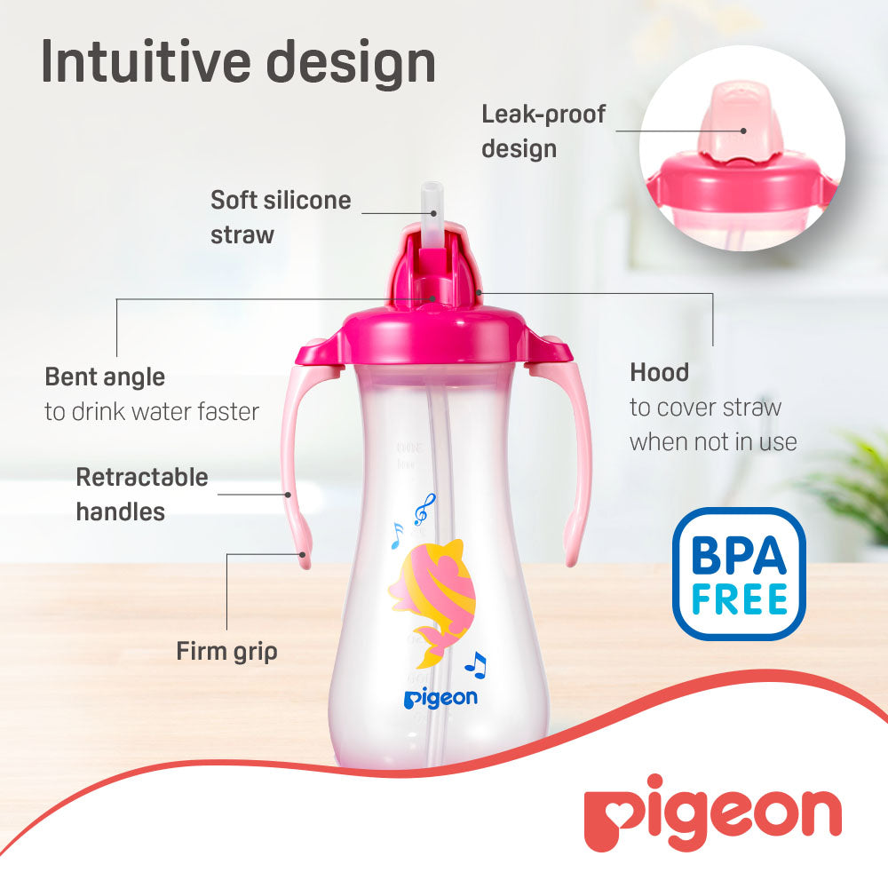 Pigeon Tall Straw Bottle Pink Pigeon Yallatoys