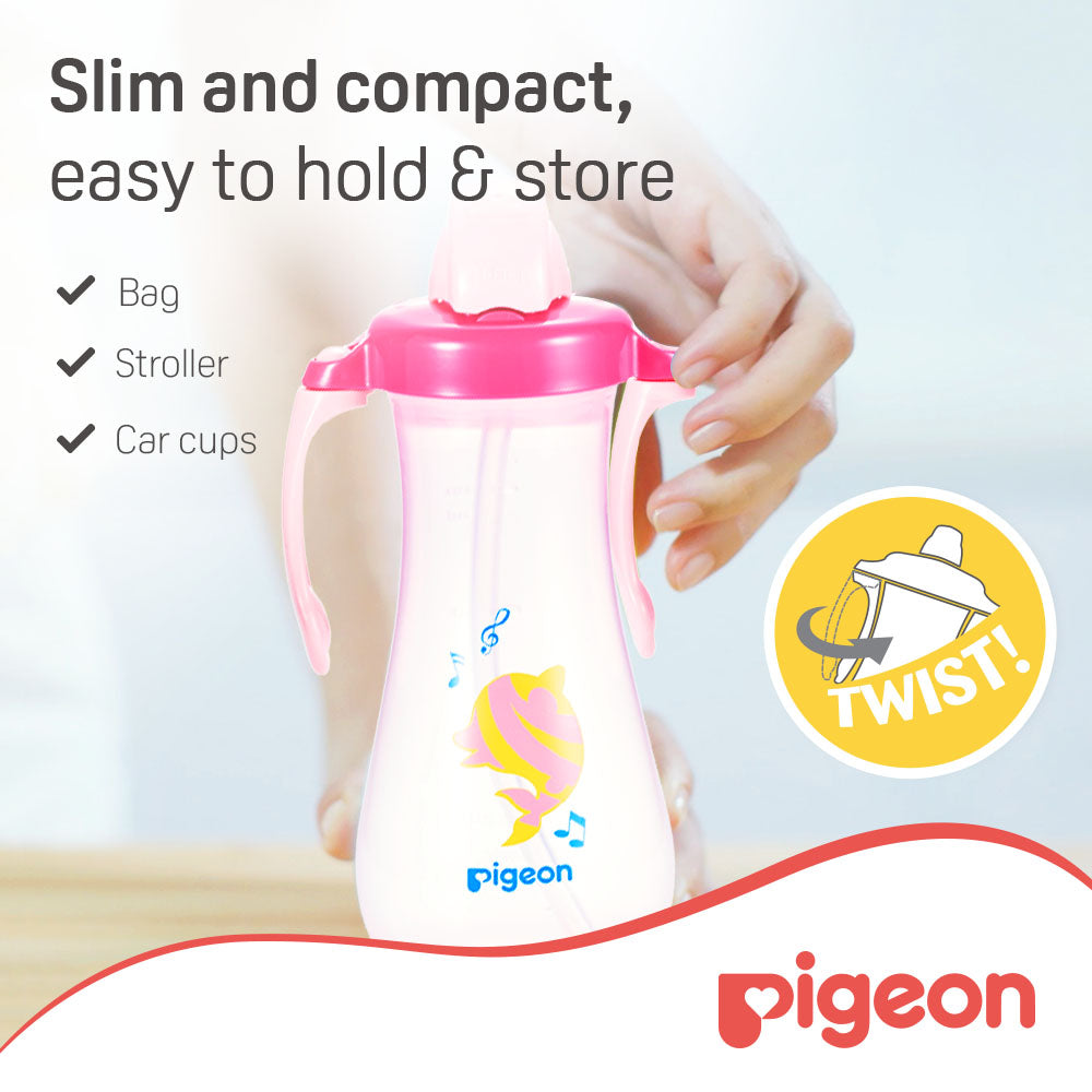 Pigeon Tall Straw Bottle Pink Pigeon Yallatoys