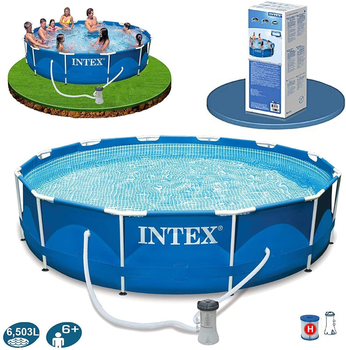 Buy Intexmetal Frame Pool with Filter 3.6m x 0.76m (Free Installation in 24hrs) | Yallatoys.com