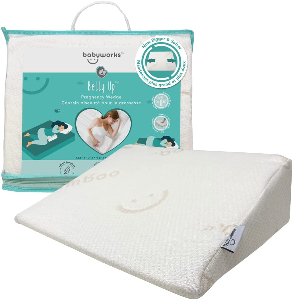 Baby Works Pregnancy Wedge With Bamboo Cover Removable  White Baby Works Yallatoys
