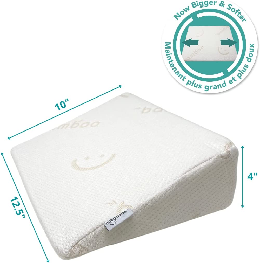 Baby Works Pregnancy Wedge With Bamboo Cover Removable  White Baby Works Yallatoys