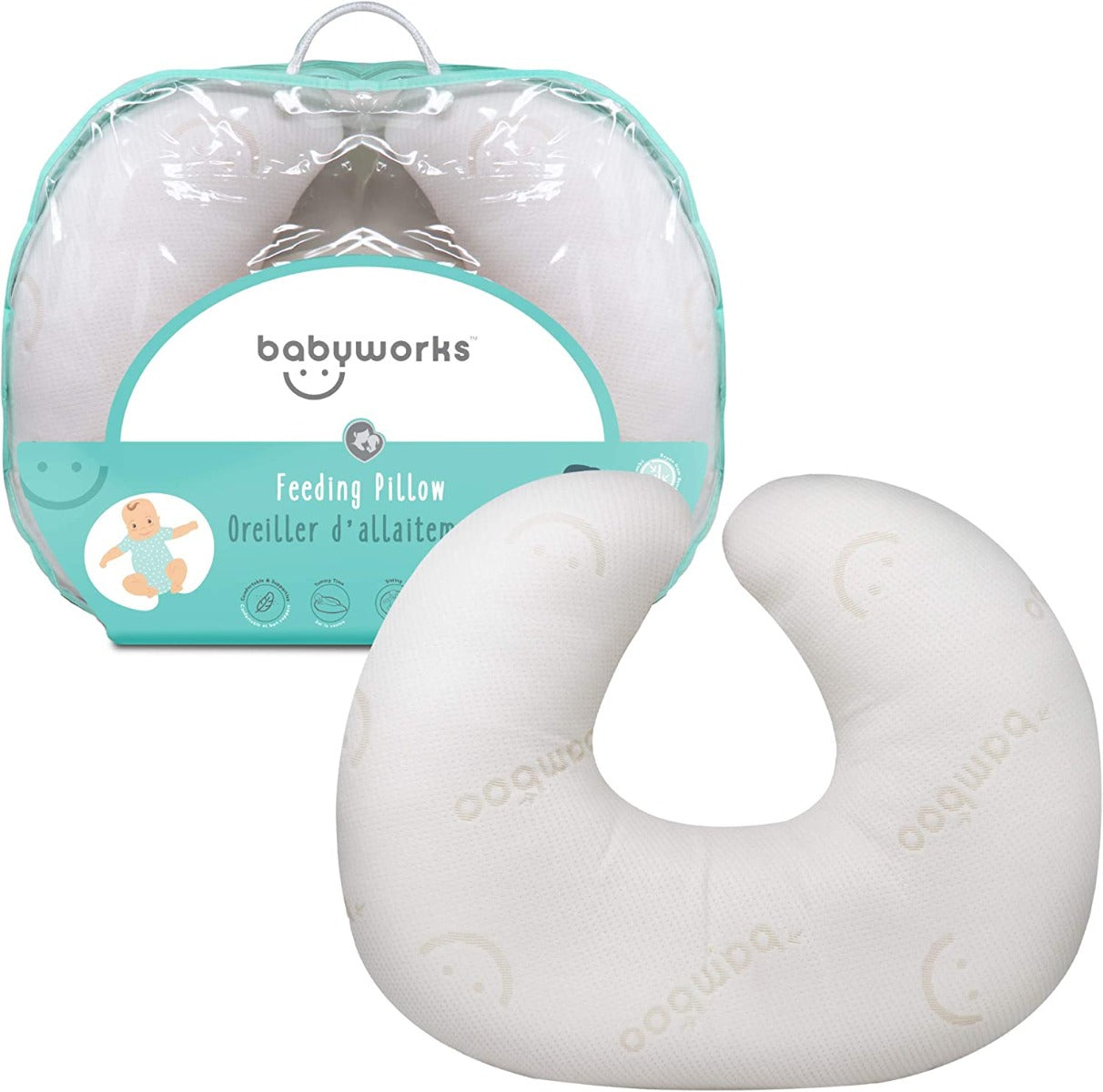 Baby Works Feeding Pillow With Memory Foam White Baby Works Yallatoys
