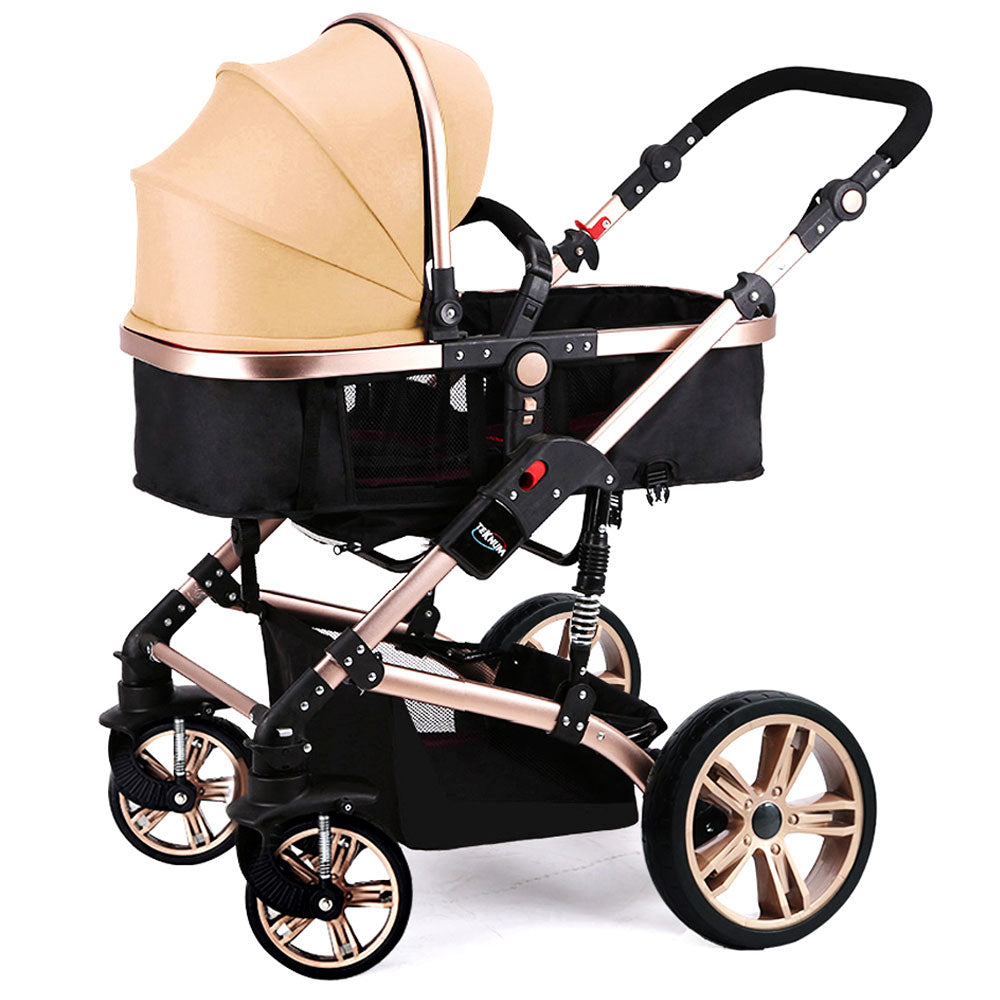 Teknum 3 In 1 Pram Stroller Story  Sunveno Diaper Bag & Hooks Khaki Black Teknum Yallatoys