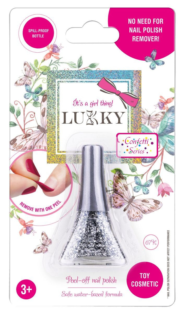 Buy Lukky Peel Off Nail Polish Confetti 5.5ml Silver Glitter | Yallatoys.com