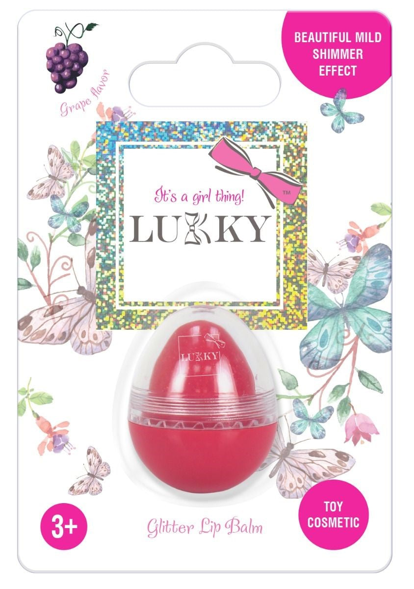 Buy Lukky Lip Balm With Glitter Egg Shaped 10g Red Aurora | Yallatoys.com
