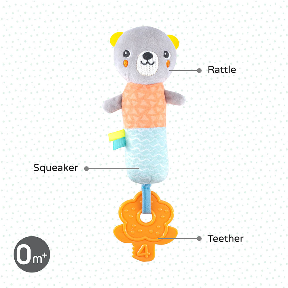 Buy Moon Jungle Friends Soft Rattle Plush Toy & Teether Bear | Yallatoys.com