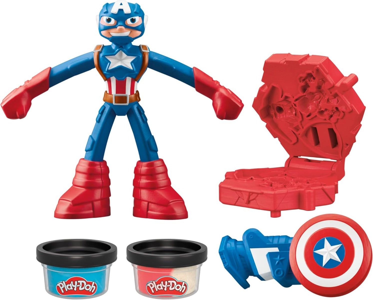 Buy Play doh marvel captain america stamping shield with bendy action figure | Yallatoys.com