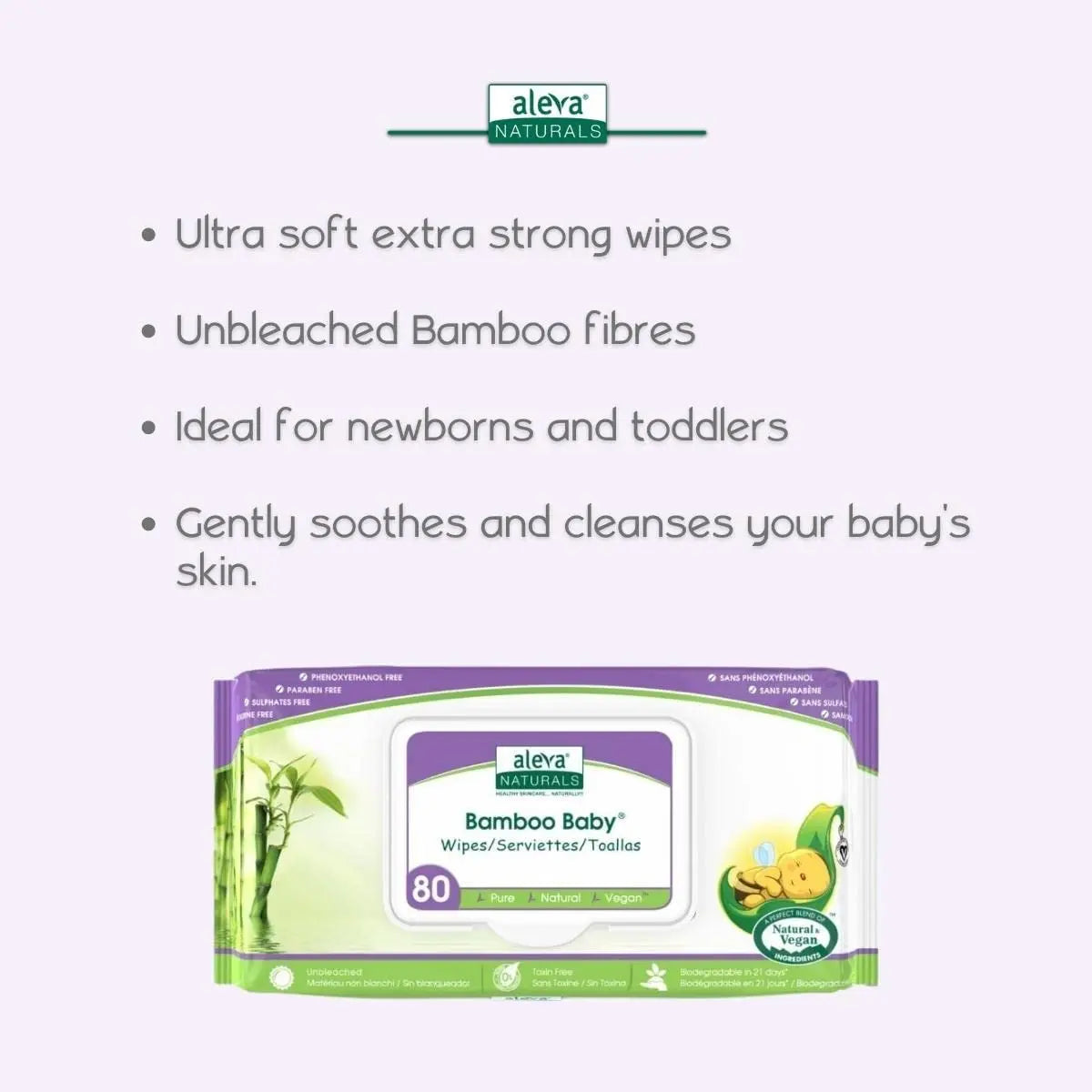 Aleva Naturals Bamboo Baby Wipes 80P Aleva Naturals Yallatoys