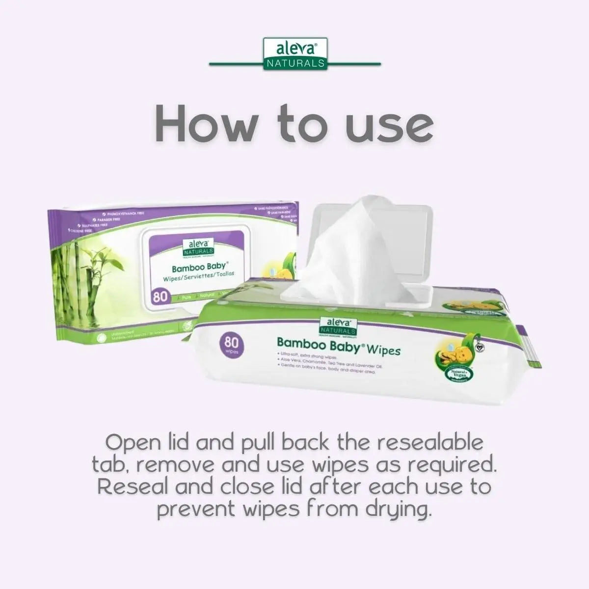 Aleva Naturals Bamboo Baby Wipes 80P Aleva Naturals Yallatoys