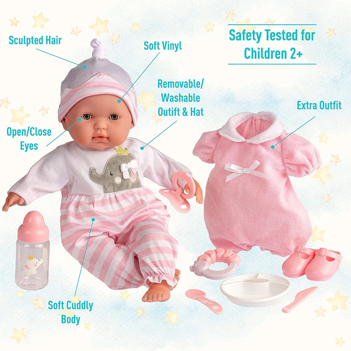 Buy Jc Toys 15inch Realistic Soft Body Baby Doll with Open Close Eyes | Yallatoys.com