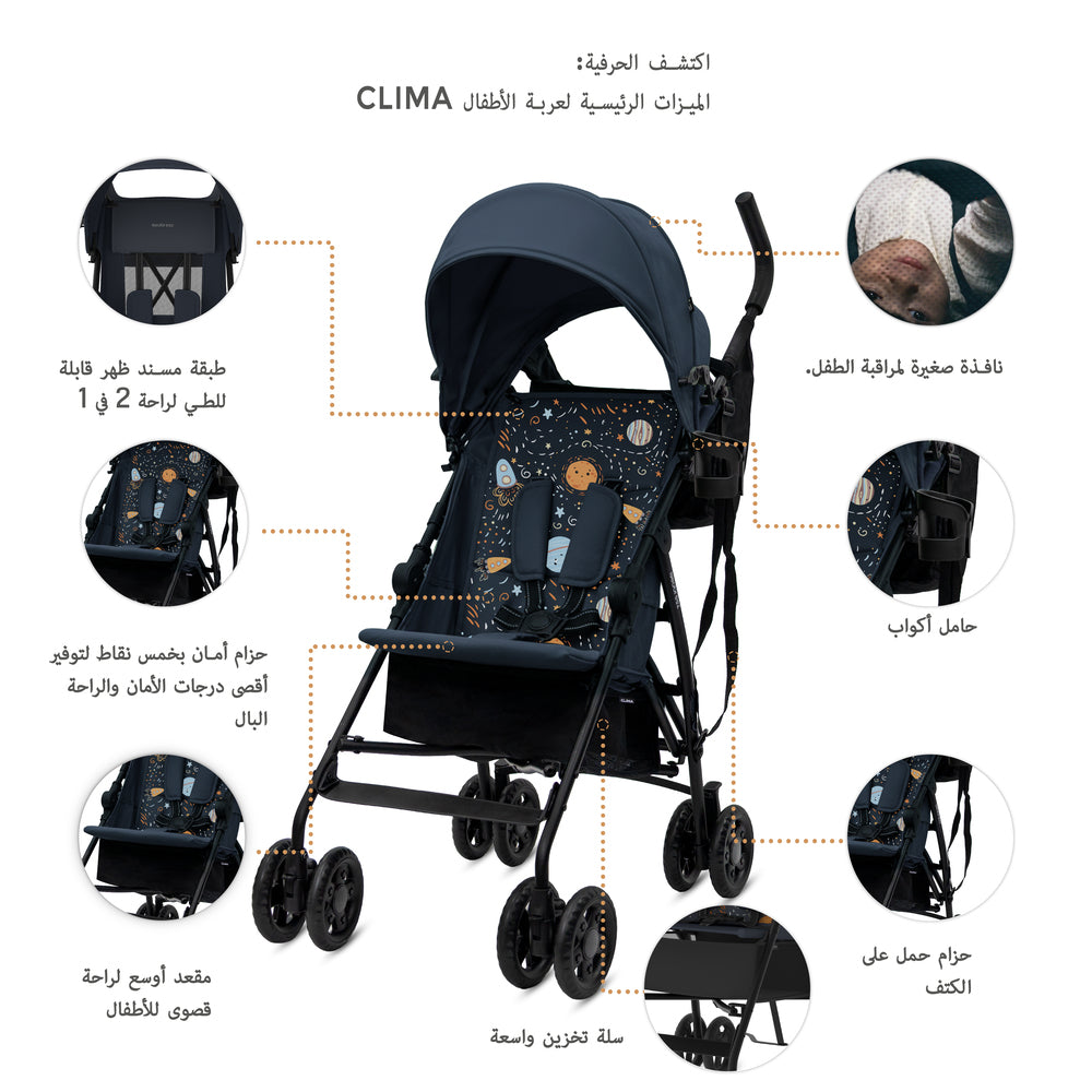 Neobreez CLIMA Lightweight Compact Umbrella Stroller Blue Neobreez Yallatoys