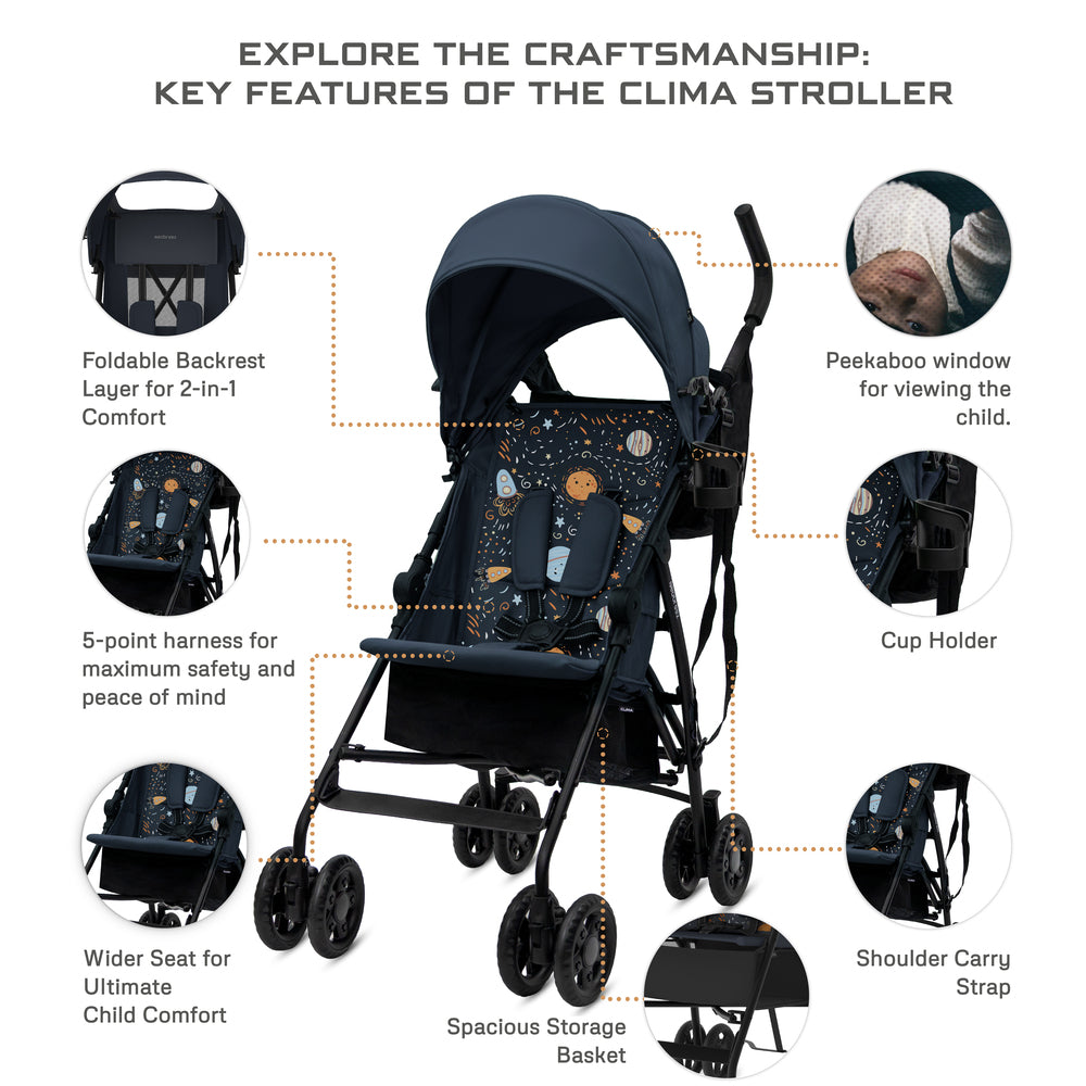 Neobreez CLIMA Lightweight Compact Umbrella Stroller Blue Neobreez Yallatoys