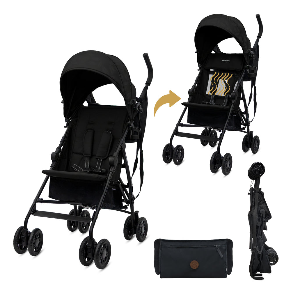 Neobreez CLIMA Lightweight Compact Umbrella Stroller Black Neobreez Yallatoys