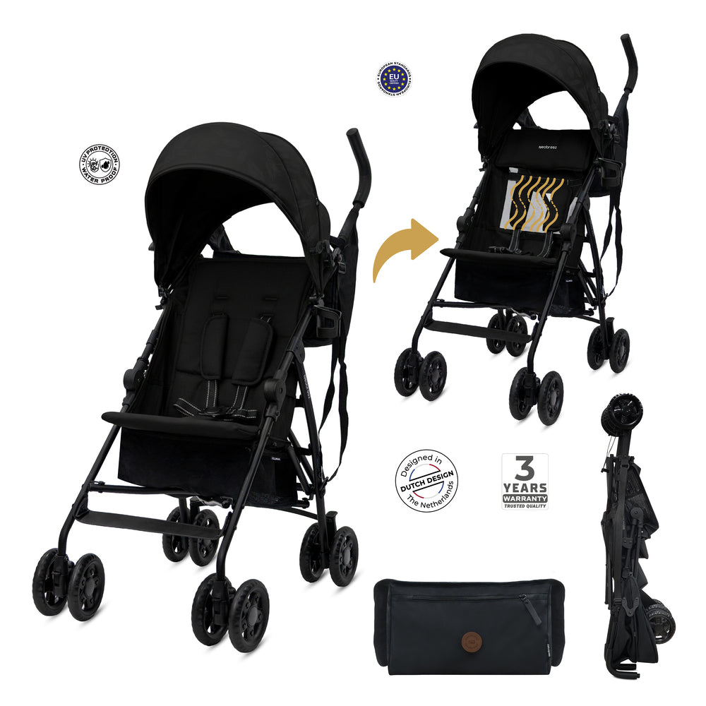 Neobreez CLIMA Lightweight Compact Umbrella Stroller Black