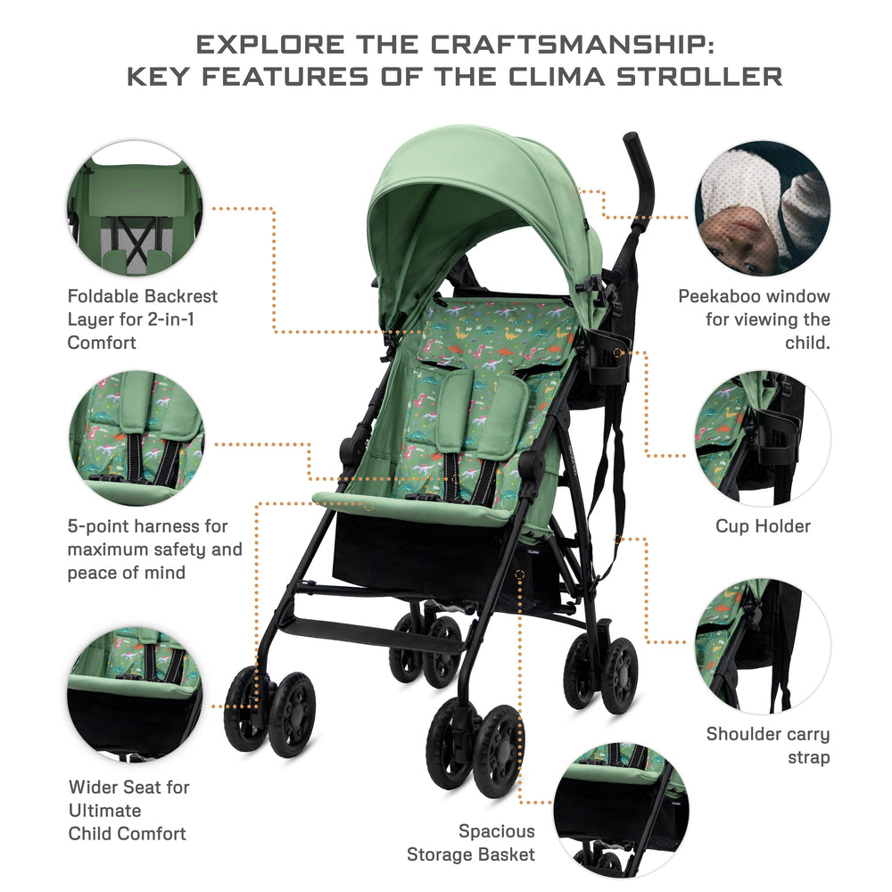 Neobreez CLIMA Lightweight Compact Umbrella Stroller Green Neobreez Yallatoys