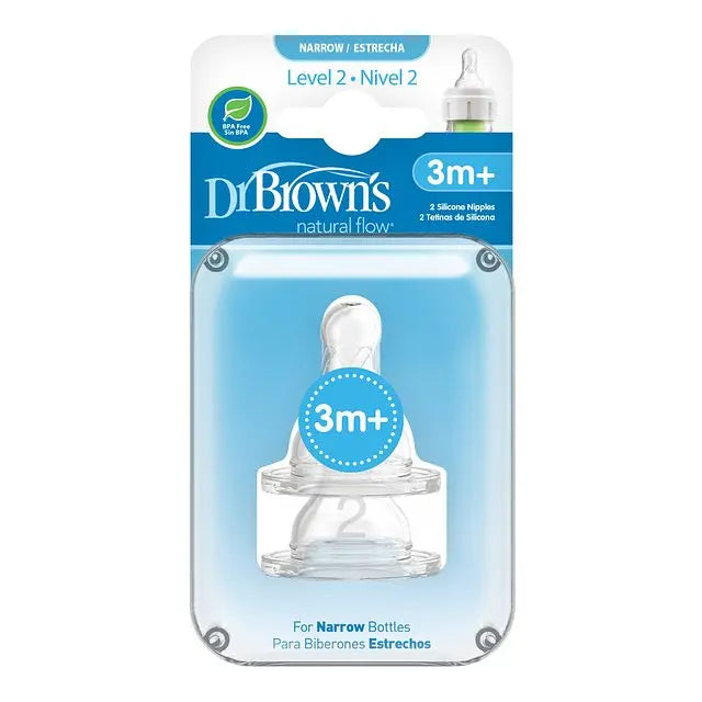 Dr.Browns Level 2 Silicone Narrow Nipple  2 Pack Dr Browns Yallatoys