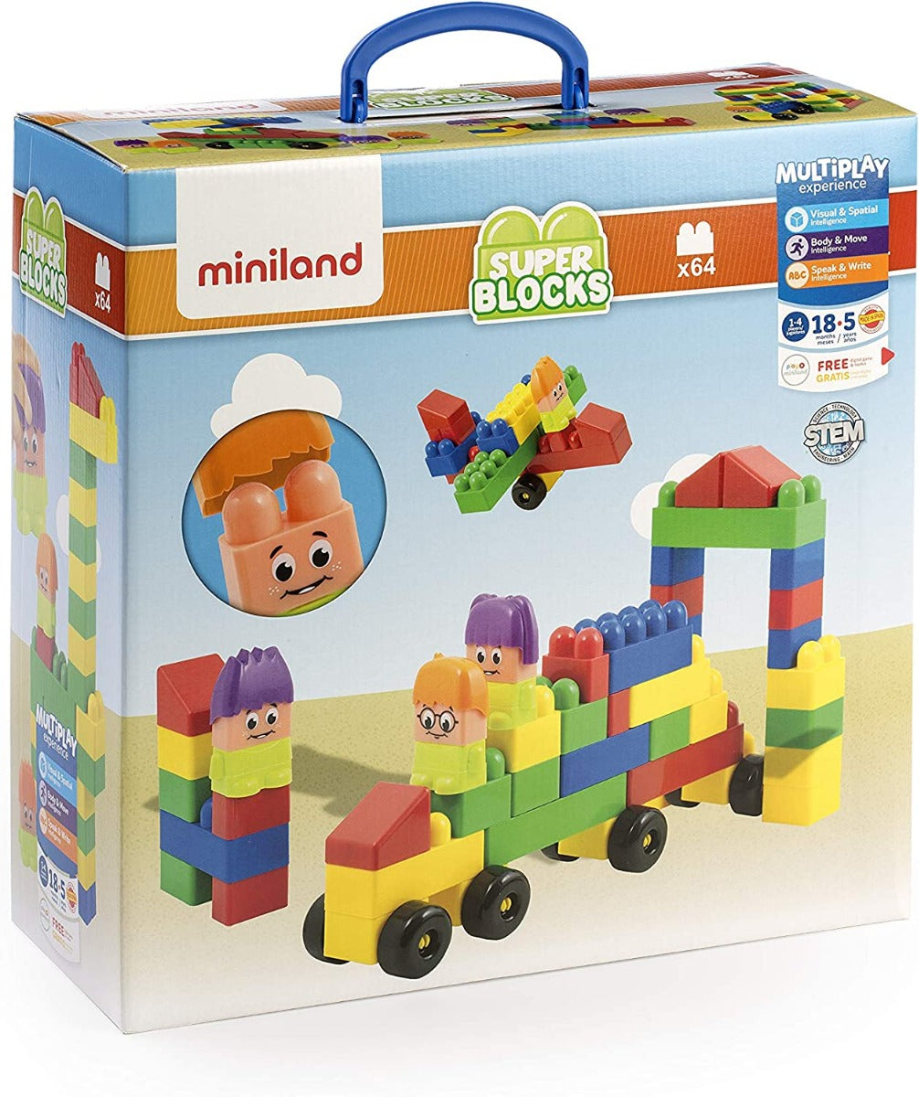 Buy Miniland Super Building Blocks 64pcs | Yallatoys.com