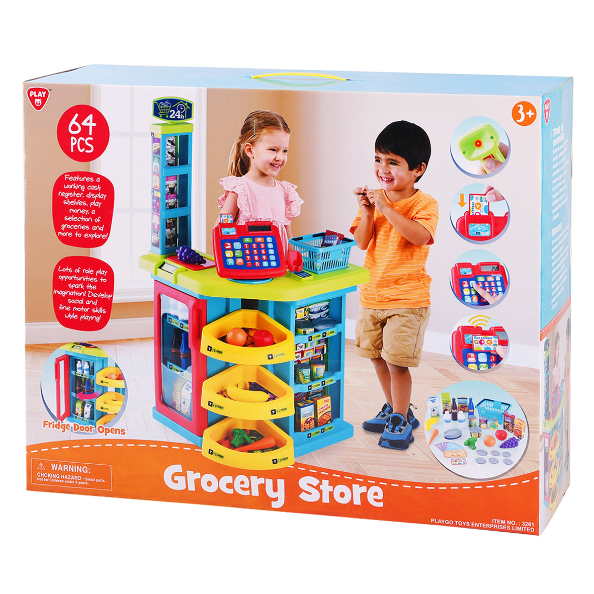 Playgo Grocery Store 64Pcs Battery Operated Playgo Yallatoys