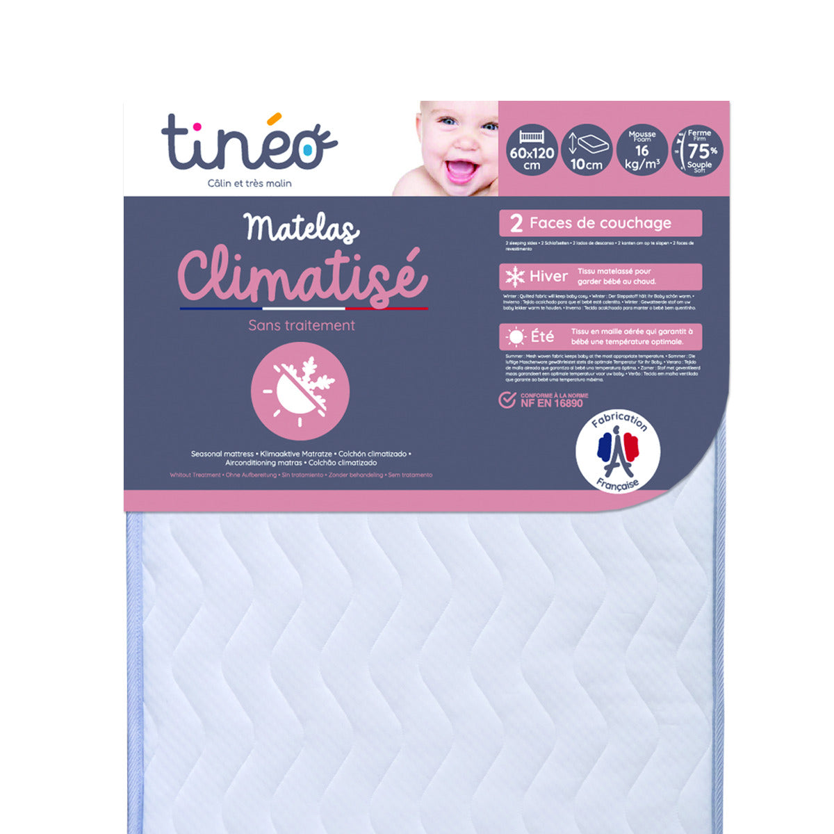 Tineo 2 Side Seasonal Mattress with Removable Cover Tineo Yallatoys