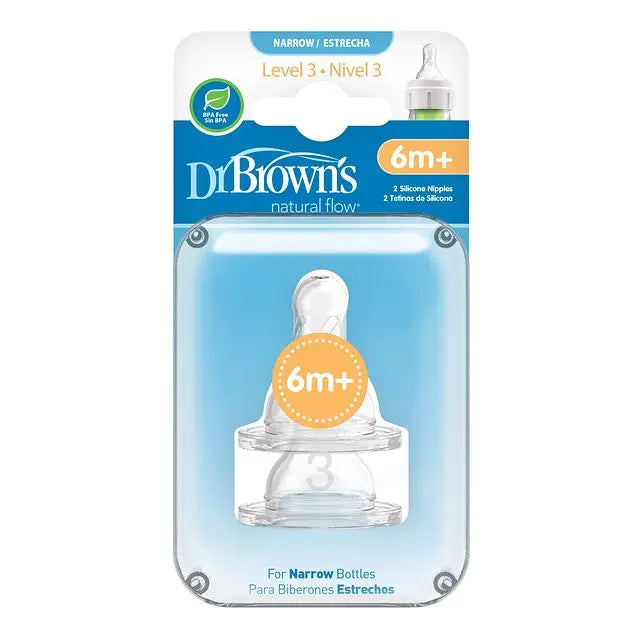 Dr.Browns Level 3 Silicone Narrow Nipple  2 Pack Dr Browns Yallatoys