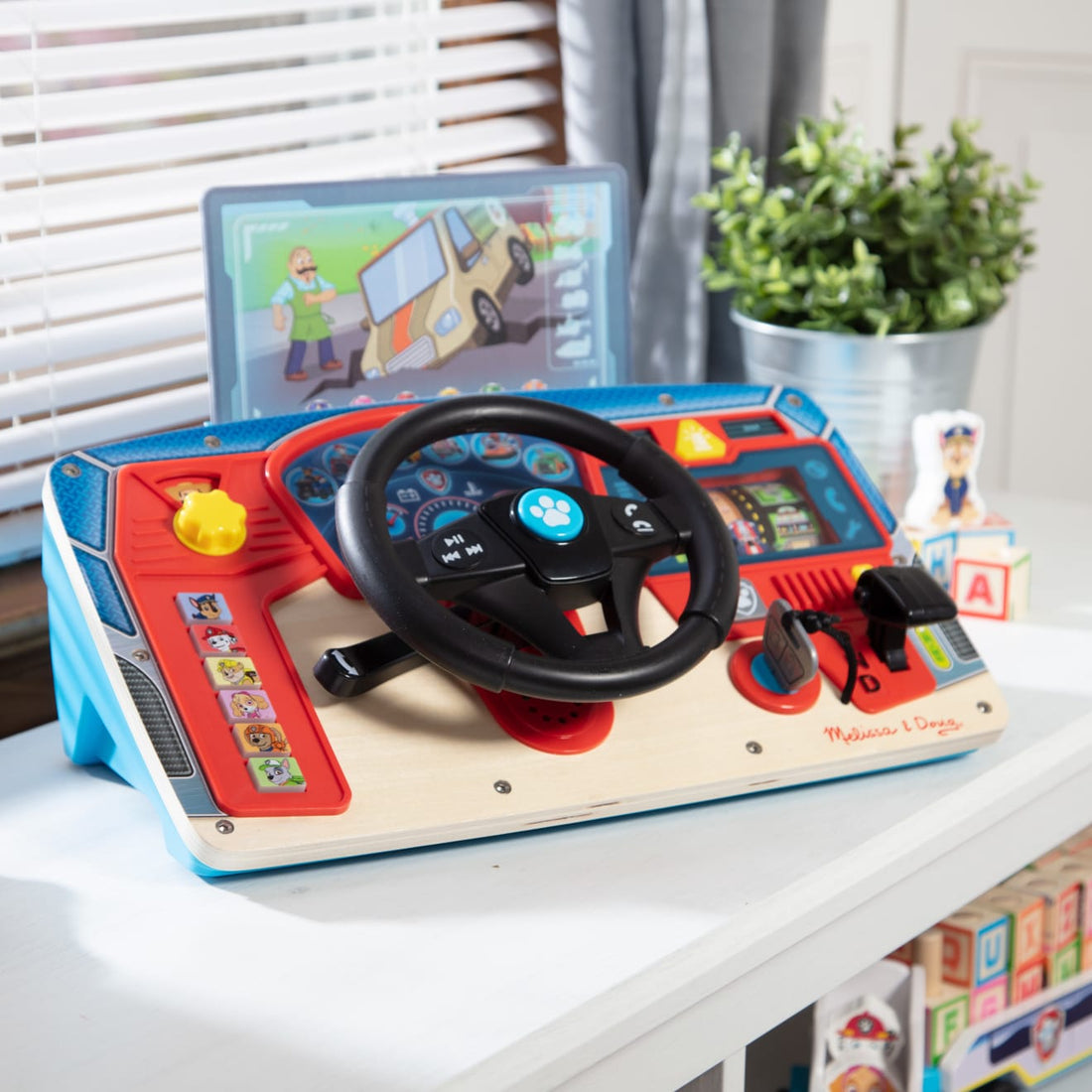 Buy Melissa & Doug Paw Patrol Steering Wheel Rescue Mission Wooden Dashboard | Yallatoys.com