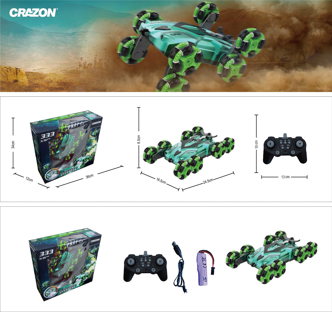 Buy Crazon RC Eight-Wheels Drift Car with Smoking | Yallatoys.com