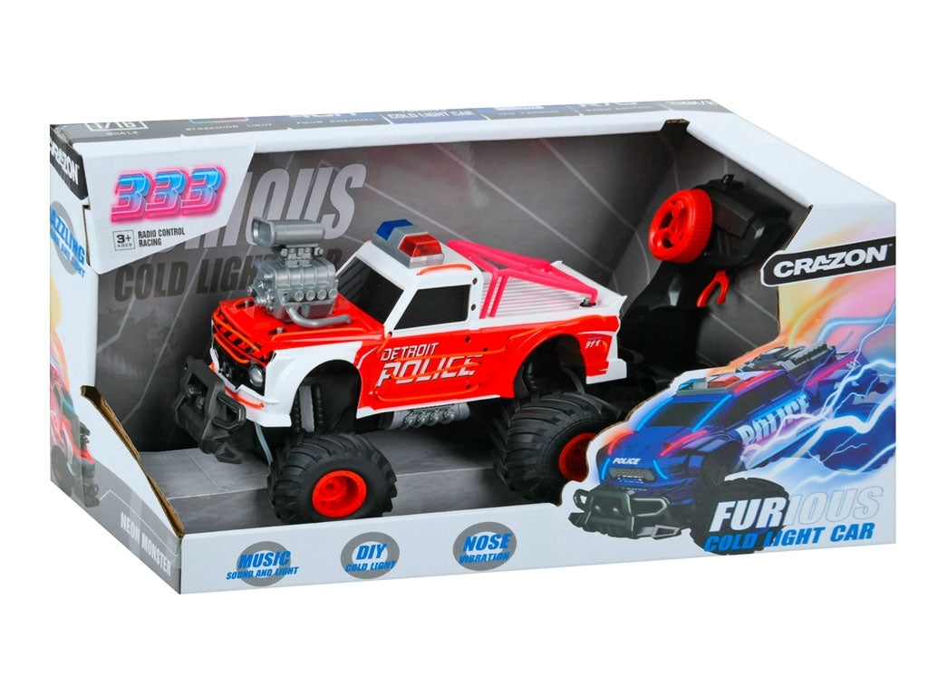 Buy Crazon neon monster scale 1:16 furious cold light detroit police car | Yallatoys.com