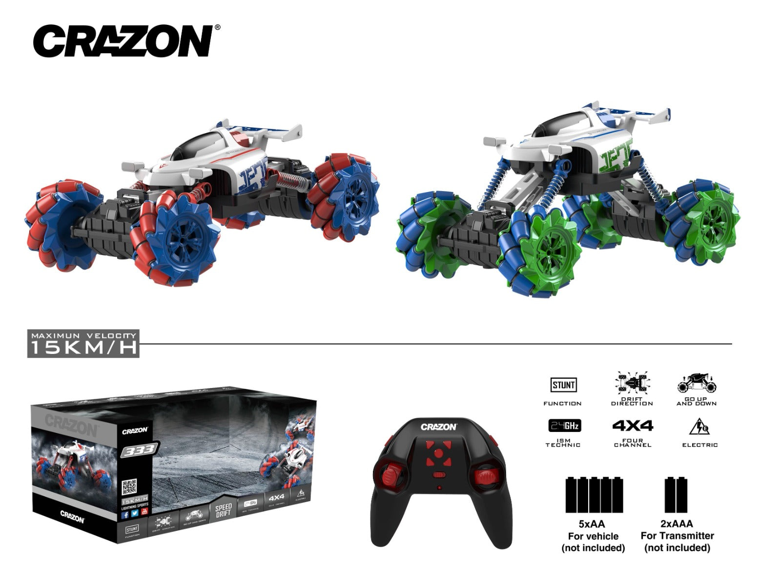 Buy Crazon 2.4G Scale 1:14 High Speed Side Drifting Remote Control Car (Sold Separately Subject to Availability) | Yallatoys.com