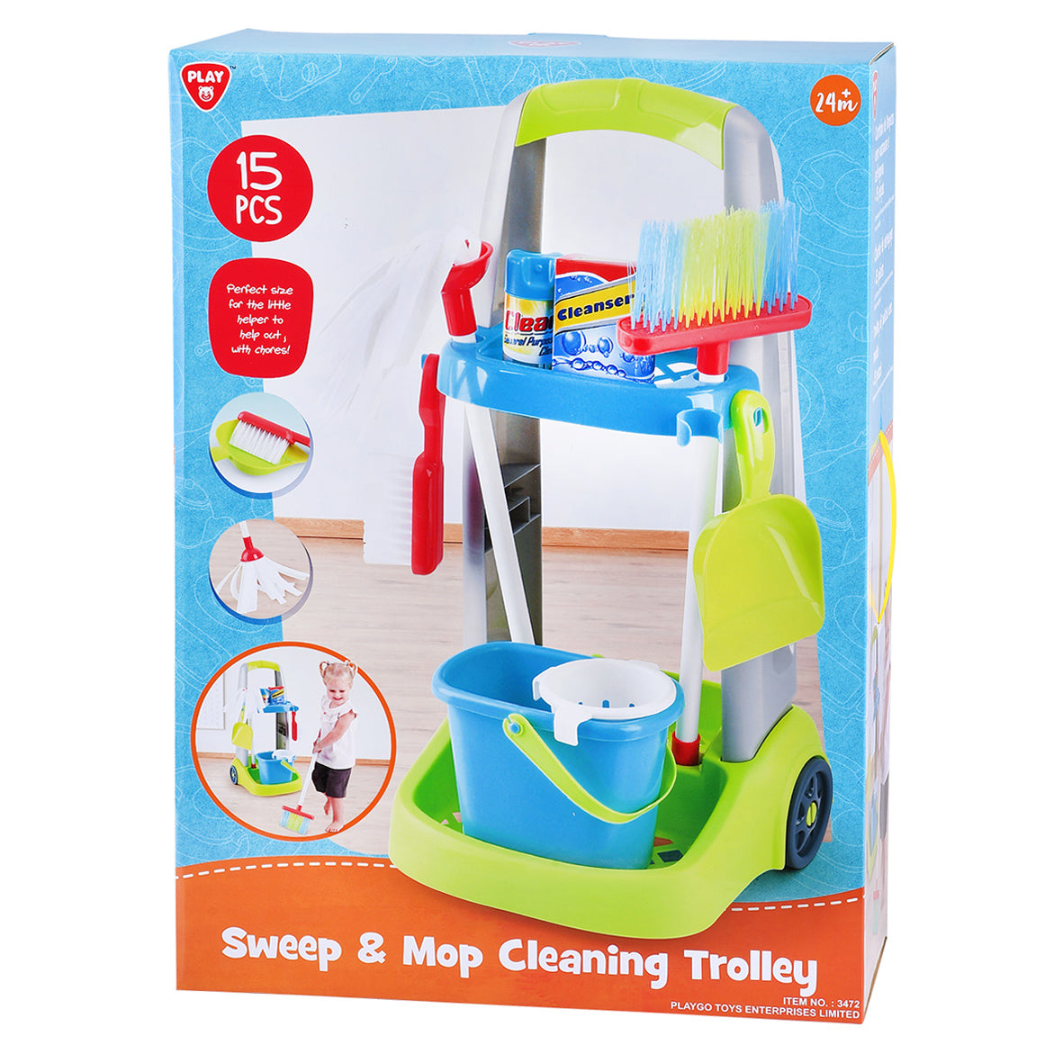 Playgo Sweep and Mop Cleaning Trolley Playgo Yallatoys