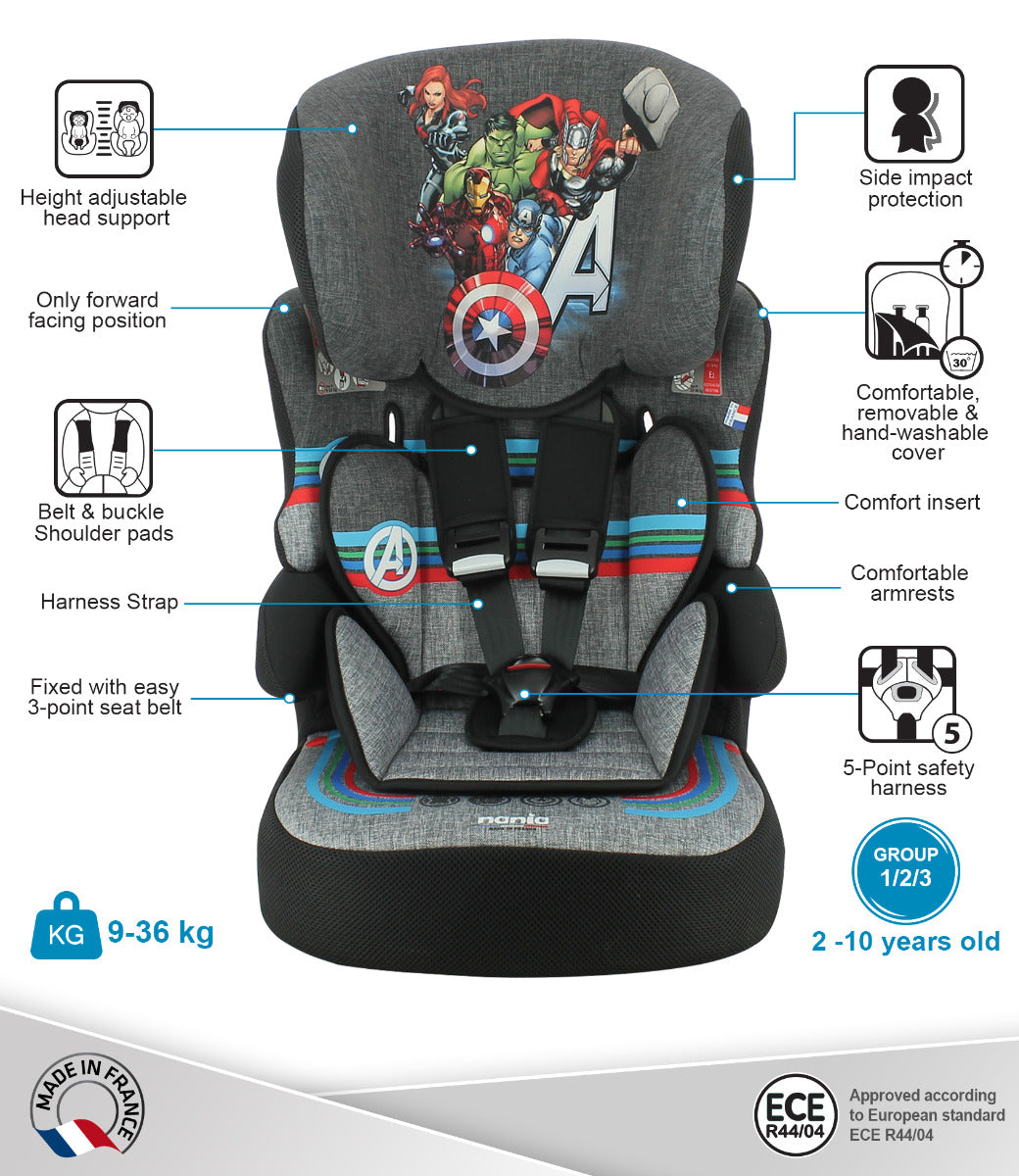 Nania Beline Avengers Grey Carseat Nania Yallatoys