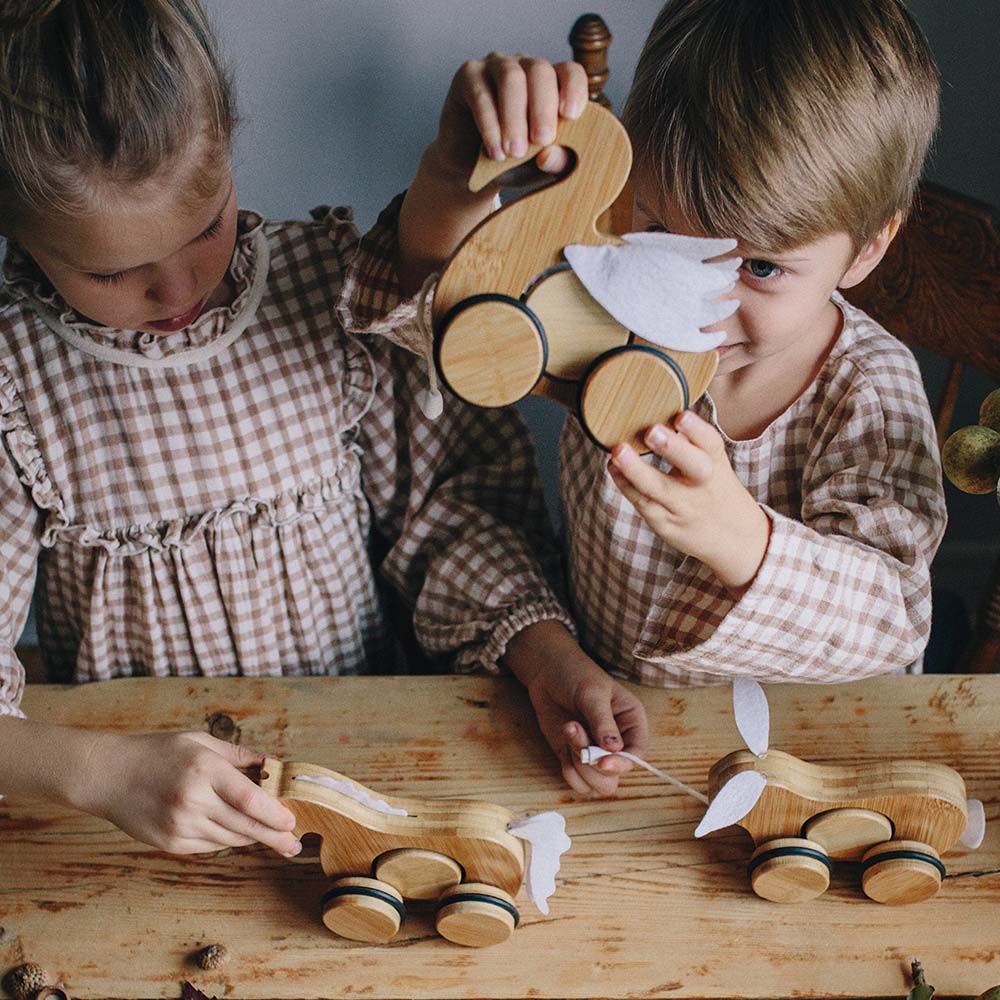 Buy Kinderfeets Push & Pull Swan Bamboo Natural | Yallatoys.com