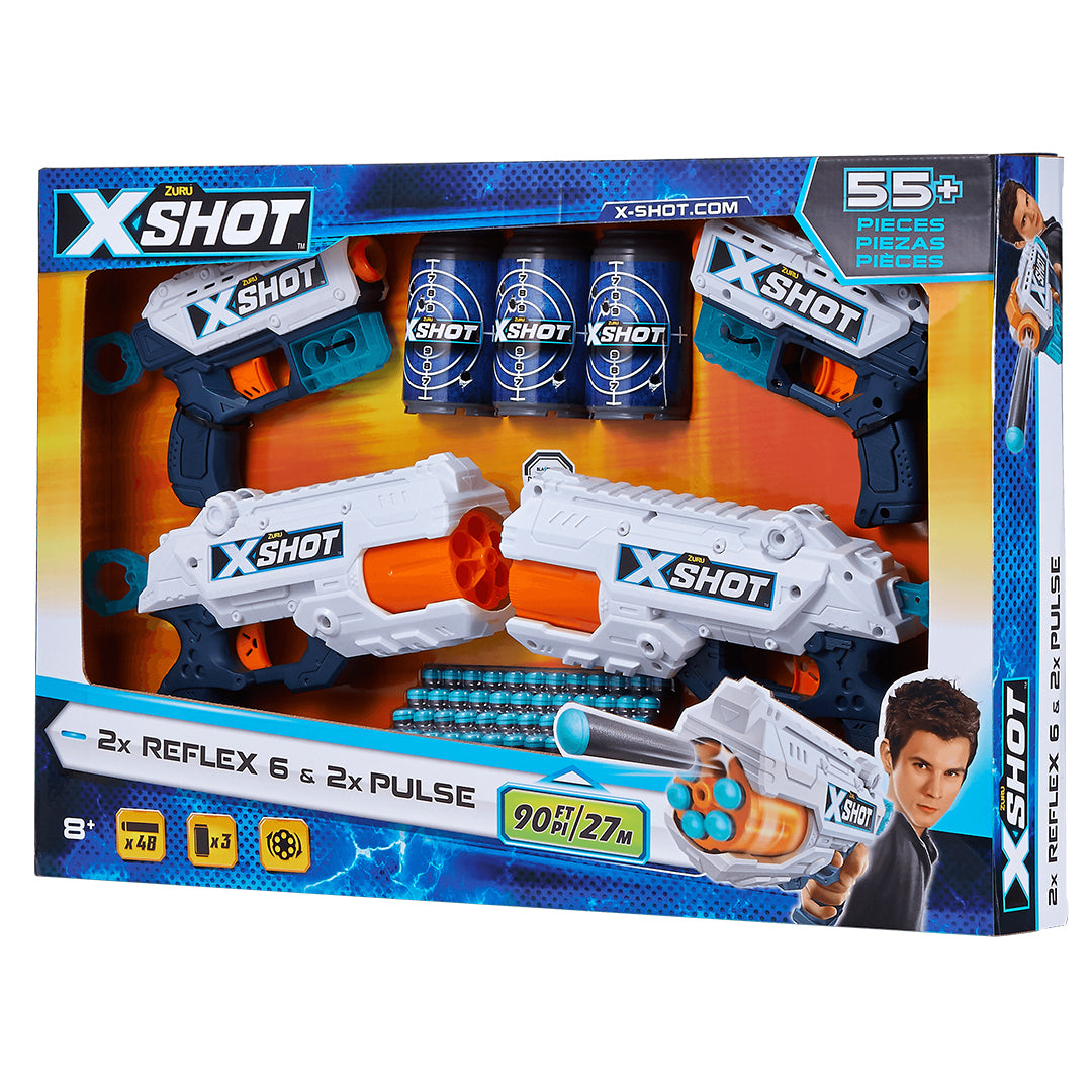 Buy X-Shot Excel Combo Set of 6 Double Kick Foam with 48 Darts & 3 Cans | Yallatoys.com
