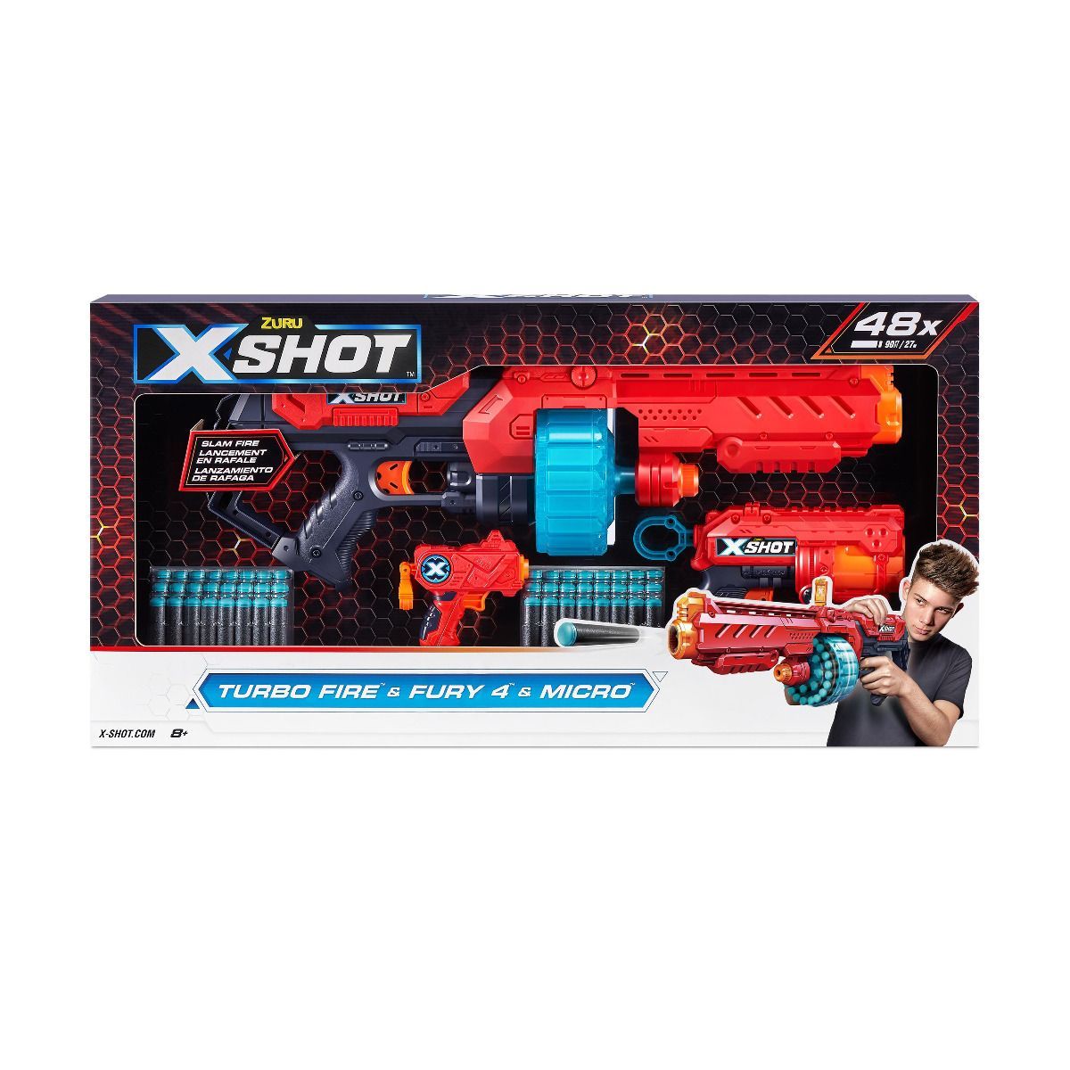 Buy X Shot Combo Pack Turbo Fire & Fury 4 & Micro 48Darts | Yallatoys.com