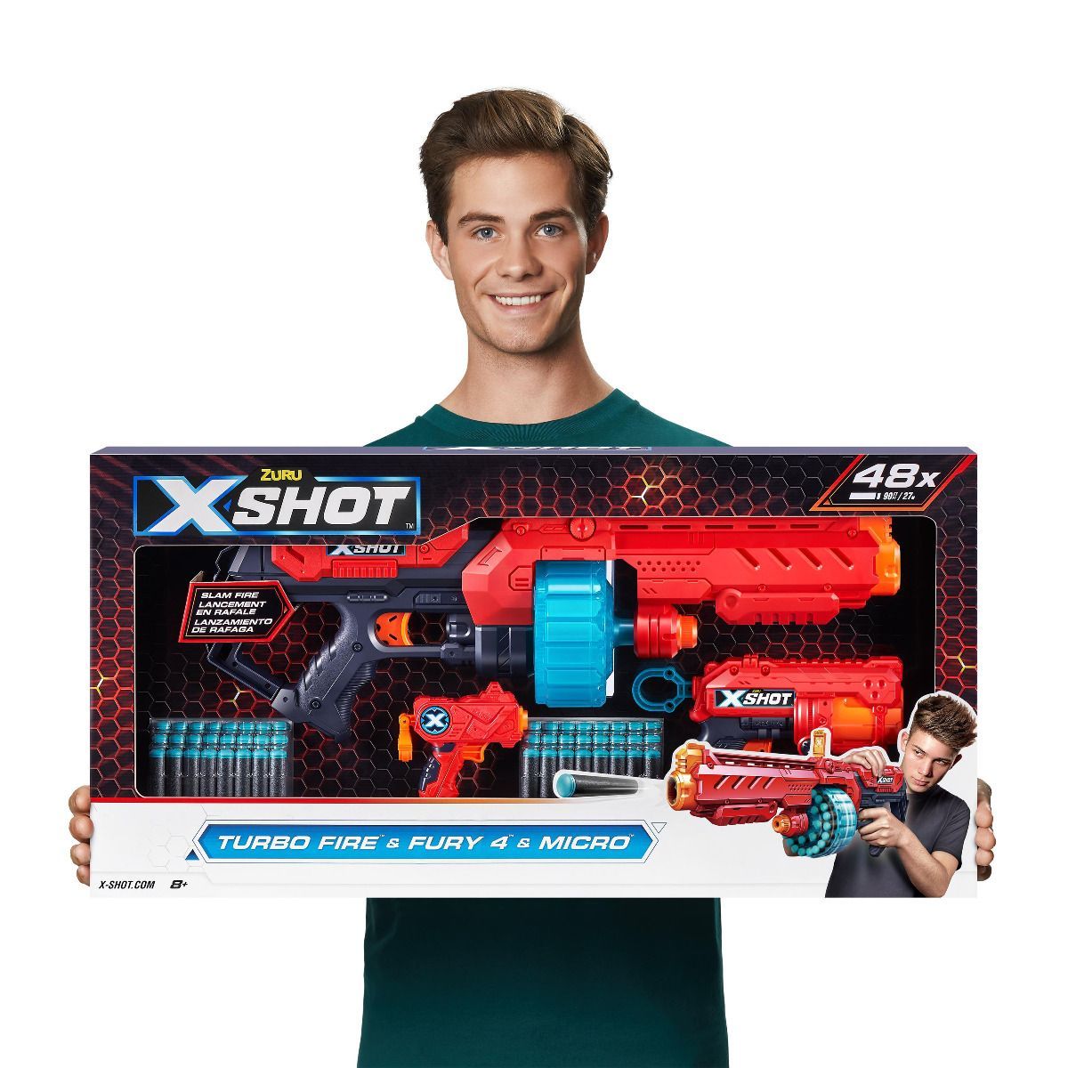 Buy X Shot Combo Pack Turbo Fire & Fury 4 & Micro 48Darts | Yallatoys.com
