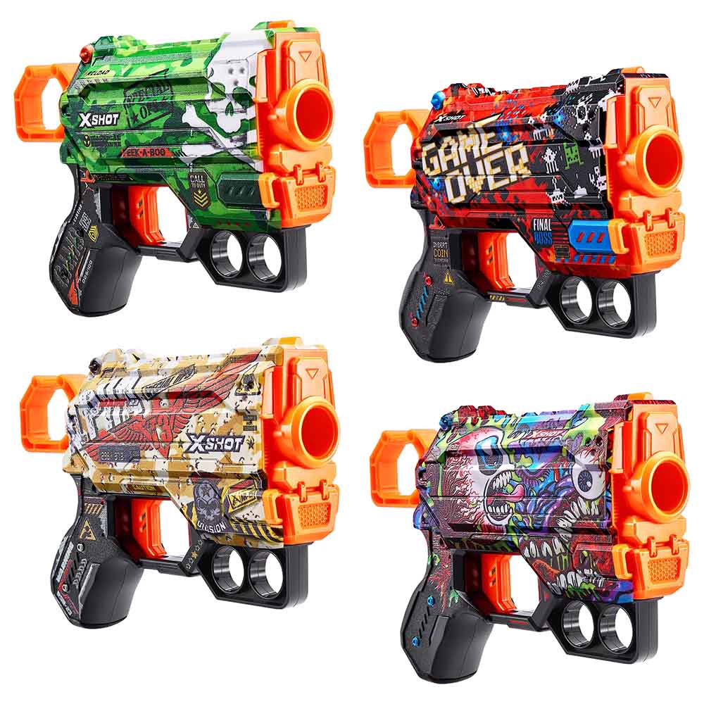 Buy X Shot Skins Menace 4pcs Combo Pack with 24 Foam Darts | Yallatoys.com