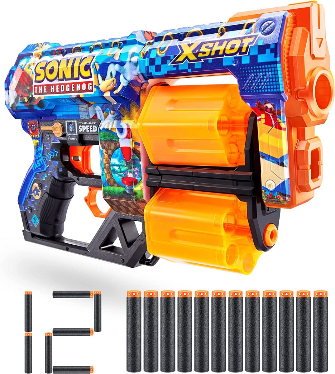 Buy X Shot Skins Dread Foam Dart Blaster with 12 Dart Sonic The Hedgehog | Yallatoys.com