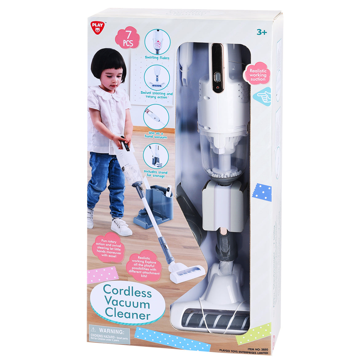 Playgo Cordless Vacuum Cleaner White 7Pcs Playgo Yallatoys