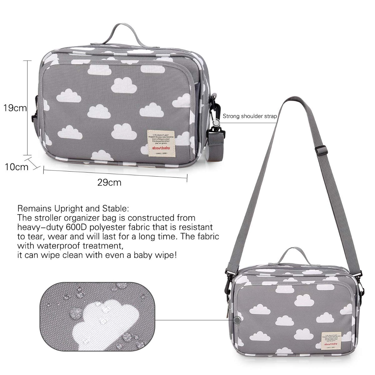 Little Story  Baby Diaper Changing Clutch Kit Grey Clouds Little Story Yallatoys