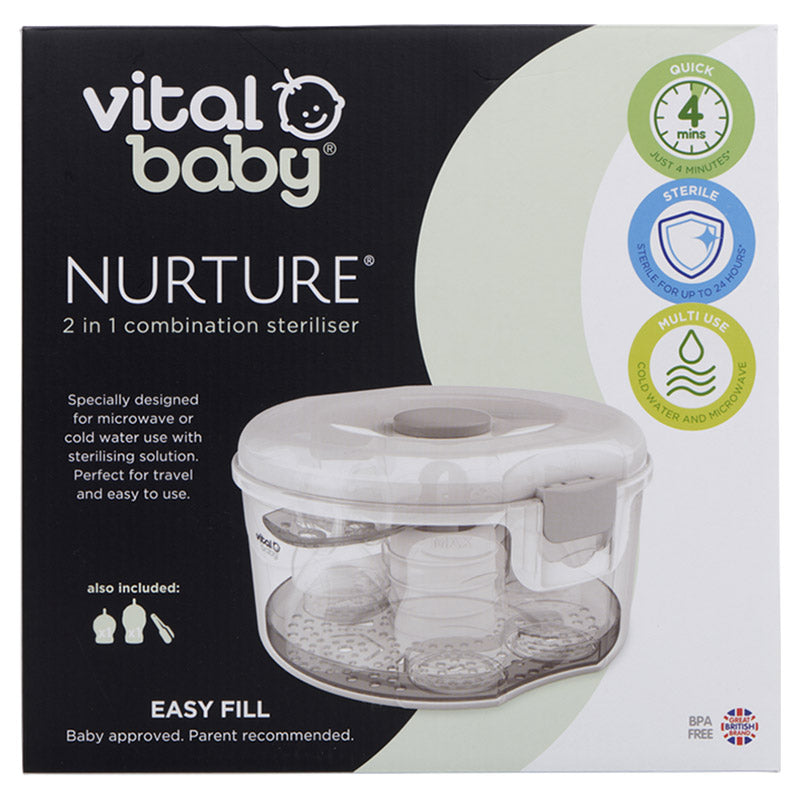 Vital Baby  Nurture 2 In 1 Combination Steriliser Transparent White Vital Baby Yallatoys