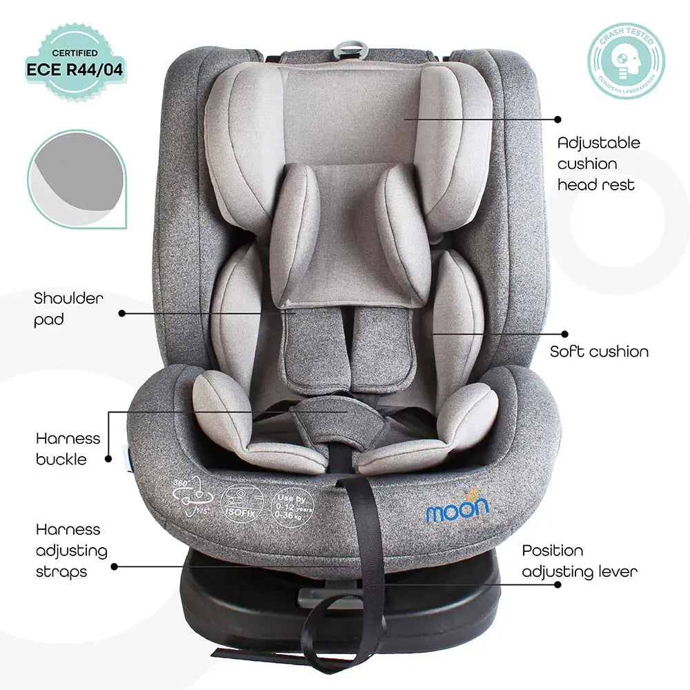 Moon Rover Baby Car seat Group:0+/I/II/III Grey Moon Yallatoys