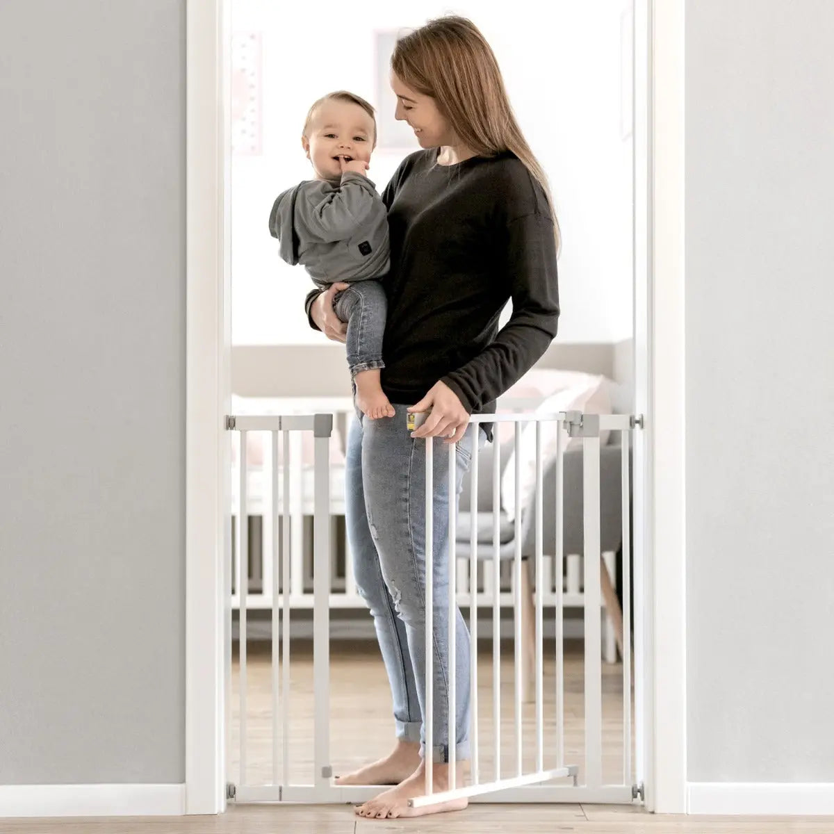 Hauck Open Stop Safety Gate (75- 80 Cm)+(21 Cm) Extension White Yallamomz Yallatoys