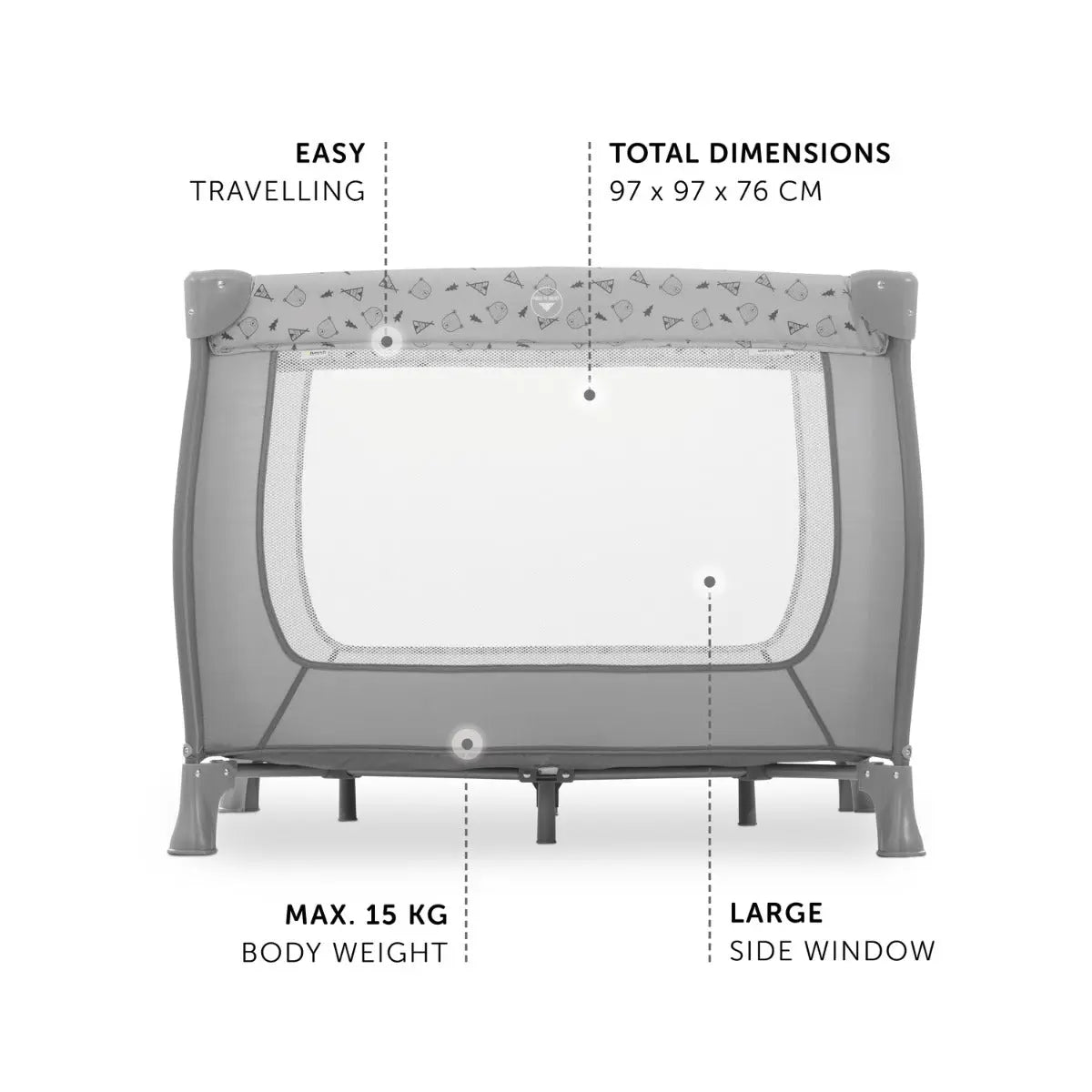 Hauck - Travel Cots Sleep N Play Sq  - Grey Hauck
