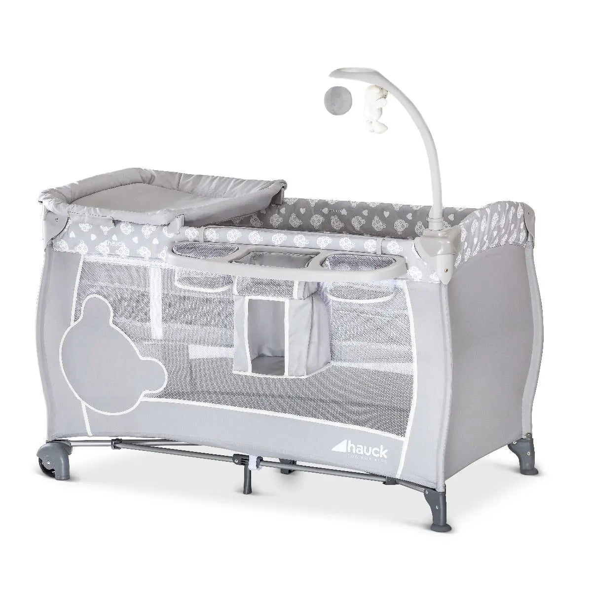 Hauck Baby Center Travel Cot Teddy Grey Yallamomz