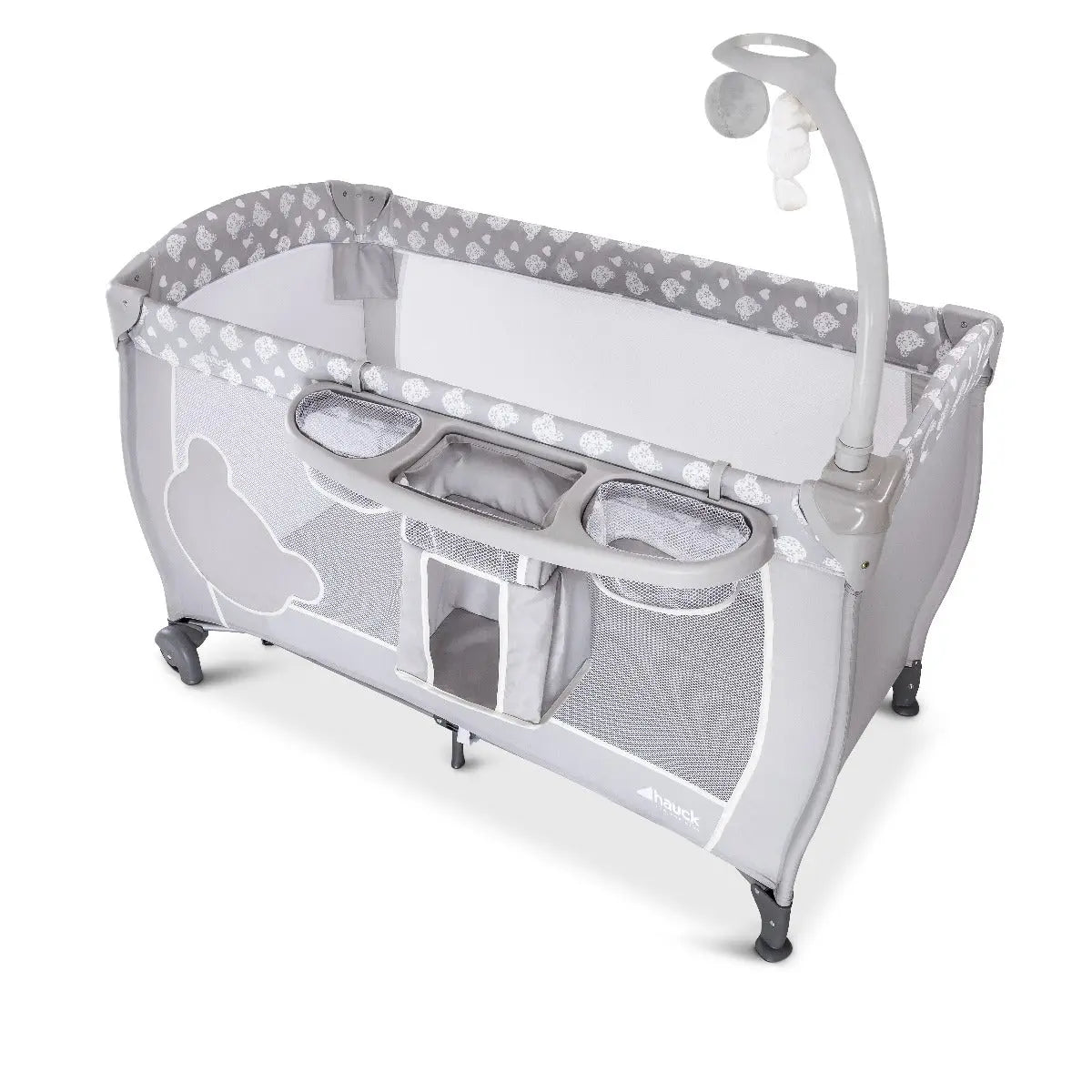 Hauck Baby Center Travel Cot Teddy Grey Yallamomz